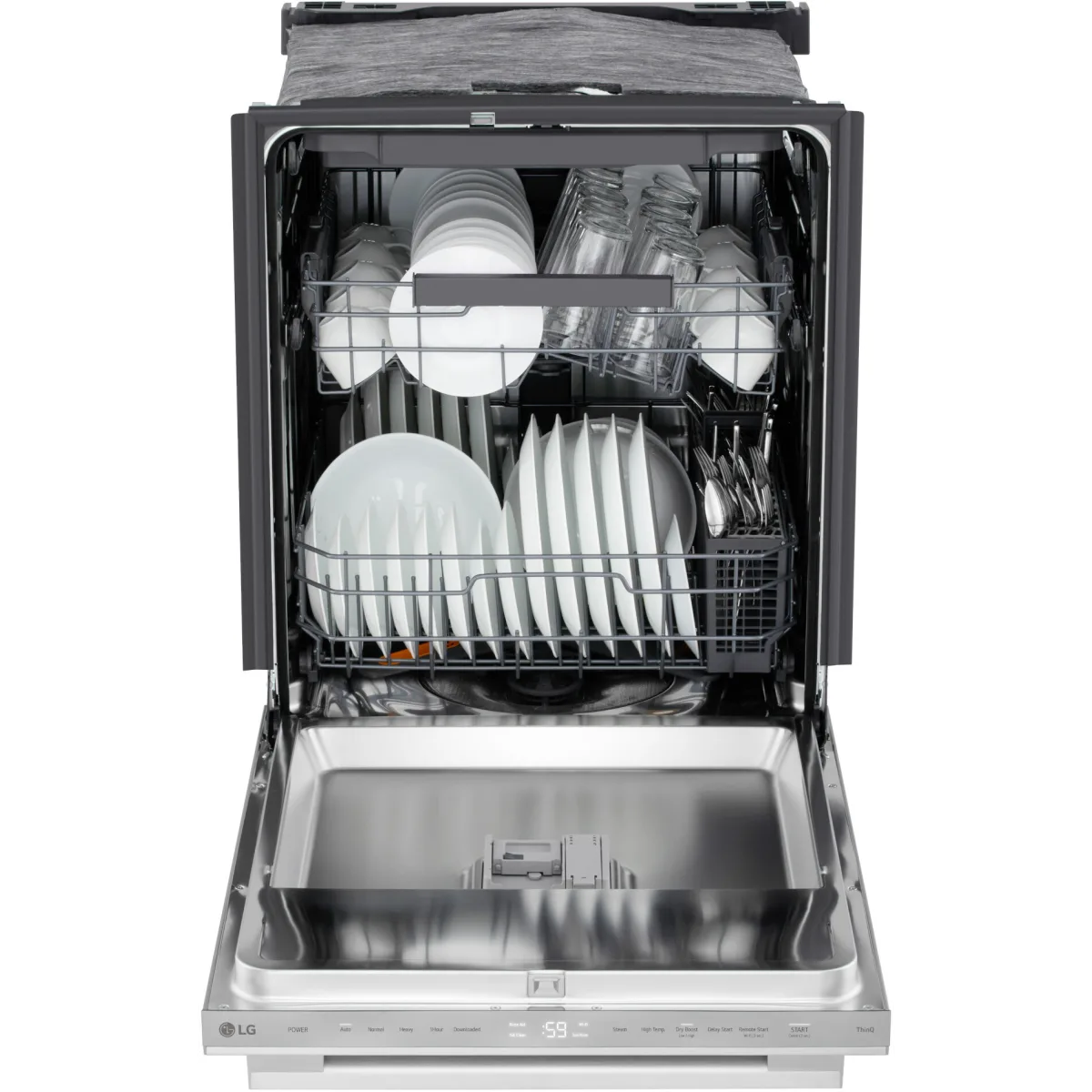 LG - LDNTM545S - 24 Inch Fully Integrated Smart Dishwasher with 16 Place Settings, 5 Wash Cycles, 6 Wash Options, 1-Hour Wash & Dry, QuadWash® Pro, Dynamic Heat Dry™, AutoVent Dry™, SteamAssist™, and ENERGY STAR® Qualified: PrintProof™ Stainless Steel