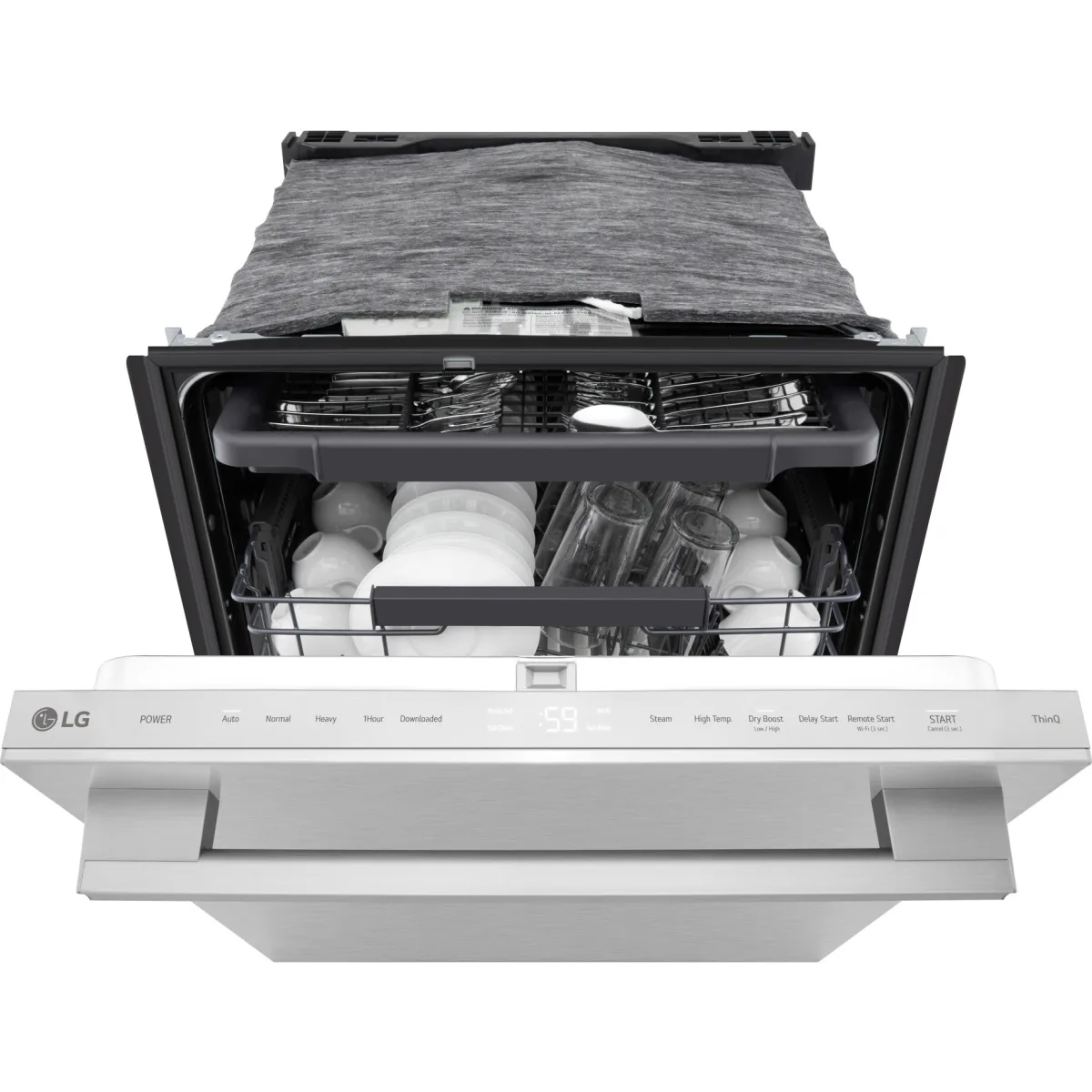 LG - LDNTM545S - 24 Inch Fully Integrated Smart Dishwasher with 16 Place Settings, 5 Wash Cycles, 6 Wash Options, 1-Hour Wash & Dry, QuadWash® Pro, Dynamic Heat Dry™, AutoVent Dry™, SteamAssist™, and ENERGY STAR® Qualified: PrintProof™ Stainless Steel