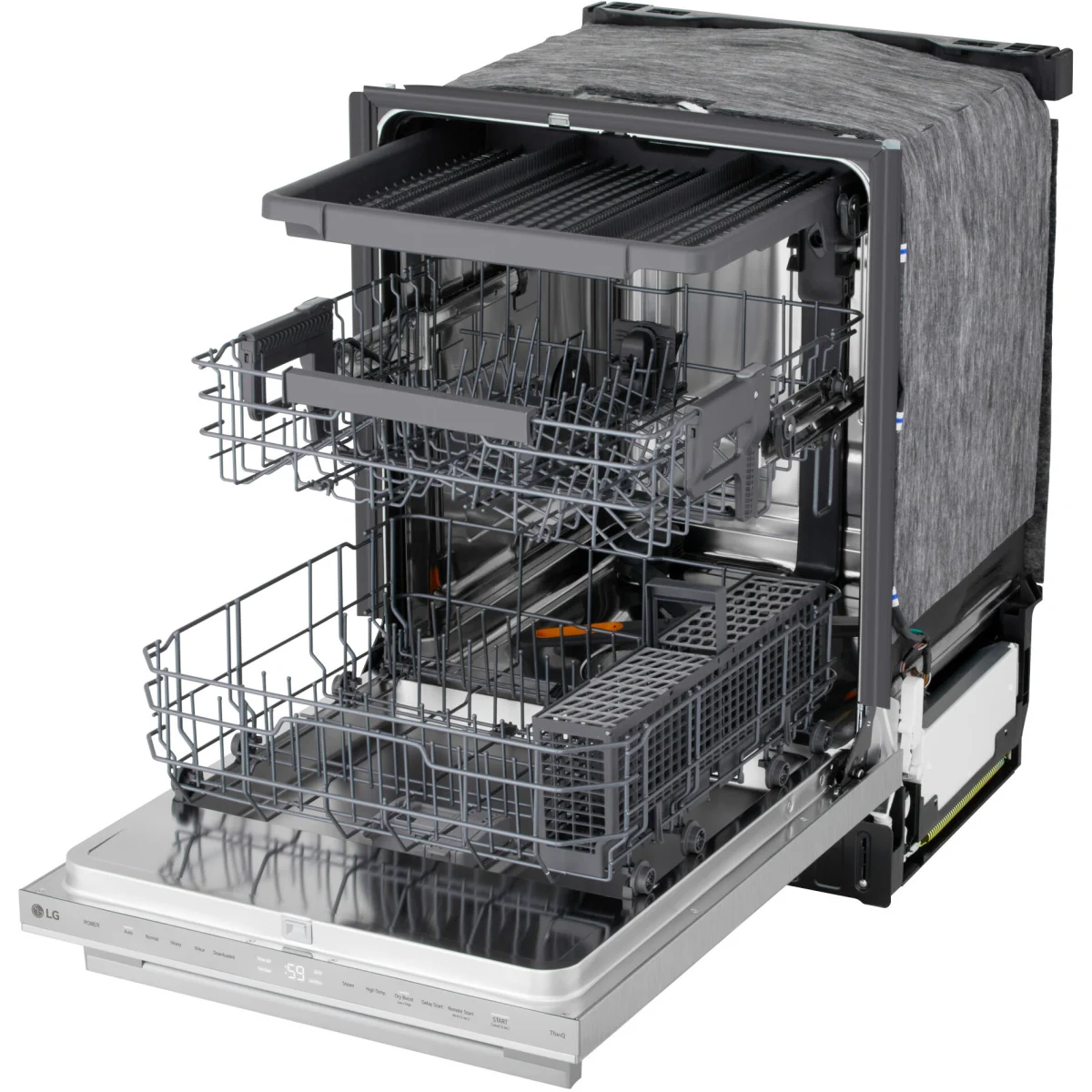 LG - LDNTM545S - 24 Inch Fully Integrated Smart Dishwasher with 16 Place Settings, 5 Wash Cycles, 6 Wash Options, 1-Hour Wash & Dry, QuadWash® Pro, Dynamic Heat Dry™, AutoVent Dry™, SteamAssist™, and ENERGY STAR® Qualified: PrintProof™ Stainless Steel