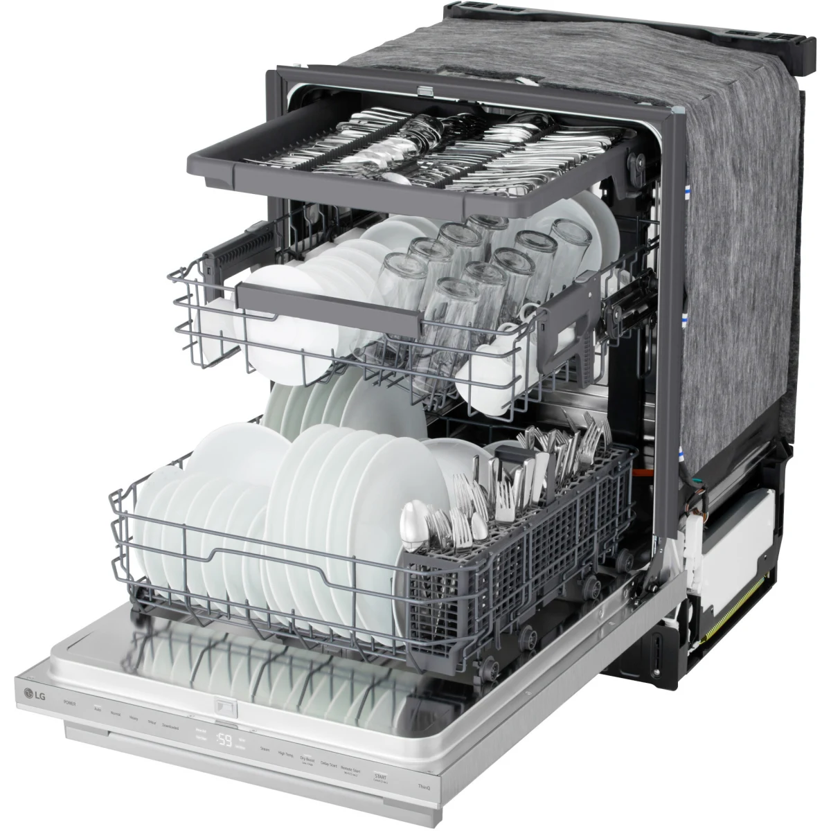 LG - LDNTM545S - 24 Inch Fully Integrated Smart Dishwasher with 16 Place Settings, 5 Wash Cycles, 6 Wash Options, 1-Hour Wash & Dry, QuadWash® Pro, Dynamic Heat Dry™, AutoVent Dry™, SteamAssist™, and ENERGY STAR® Qualified: PrintProof™ Stainless Steel