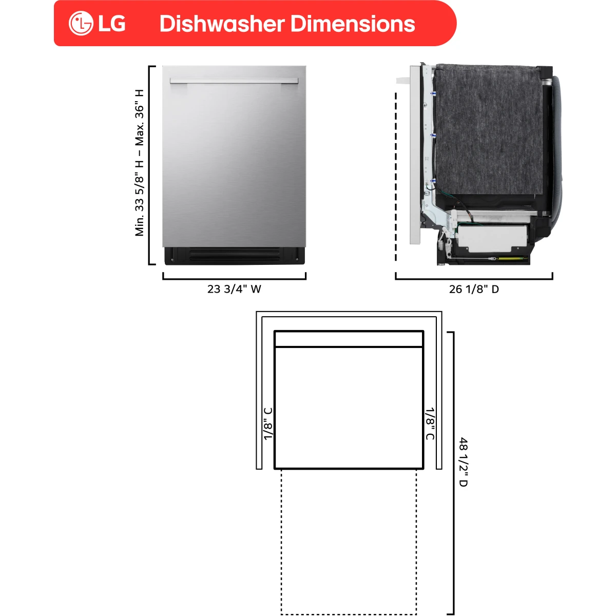 LG - LDNTM545S - 24 Inch Fully Integrated Smart Dishwasher with 16 Place Settings, 5 Wash Cycles, 6 Wash Options, 1-Hour Wash & Dry, QuadWash® Pro, Dynamic Heat Dry™, AutoVent Dry™, SteamAssist™, and ENERGY STAR® Qualified: PrintProof™ Stainless Steel