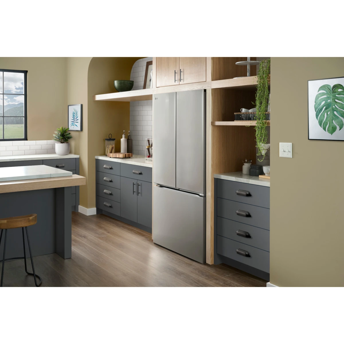 LG - LF25Z6211S - 36 Inch Smart French Door Refrigerator with 25 cu. ft. Capacity, Slim IcePlus™ Icemaker, Wi-Fi Enabled, ThinQ, Glide N' Serve® Drawer, 6 Door Bins, Crispers, ADA Compliant, and ENERGY STAR® Qualified