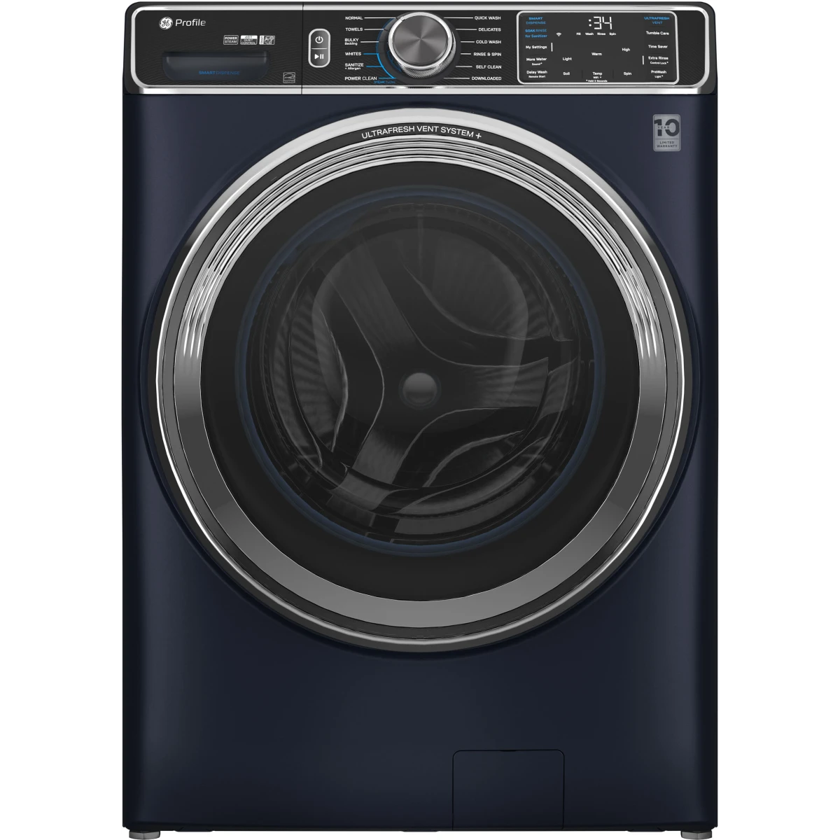 GE - PFW870SPVRS - 28 Inch Smart Front Load Washer with 5.3 cu ft Capacity, Ultra Fresh Vent System+ With Odor Block™, Microban® Antimicrobial Technology, Smart Dispense™ Technology, SmartHQ™ and Dynamic Balancing Technology and Energy Star Certified