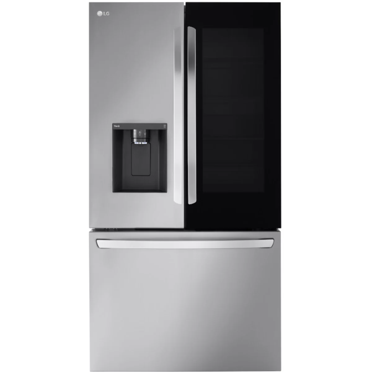 LG - LRFOC2606S - 36 Inch Counter-Depth MAX™ Smart French Door Refrigerator with Extra Large 26 cu. ft. Total Capacity, WiFi, Edge-to-Edge InstaView® Design, ThinQ®, Slim SpacePlus® Ice System, Dual Ice Makers, Door Cooling+, Sabbath Mode,