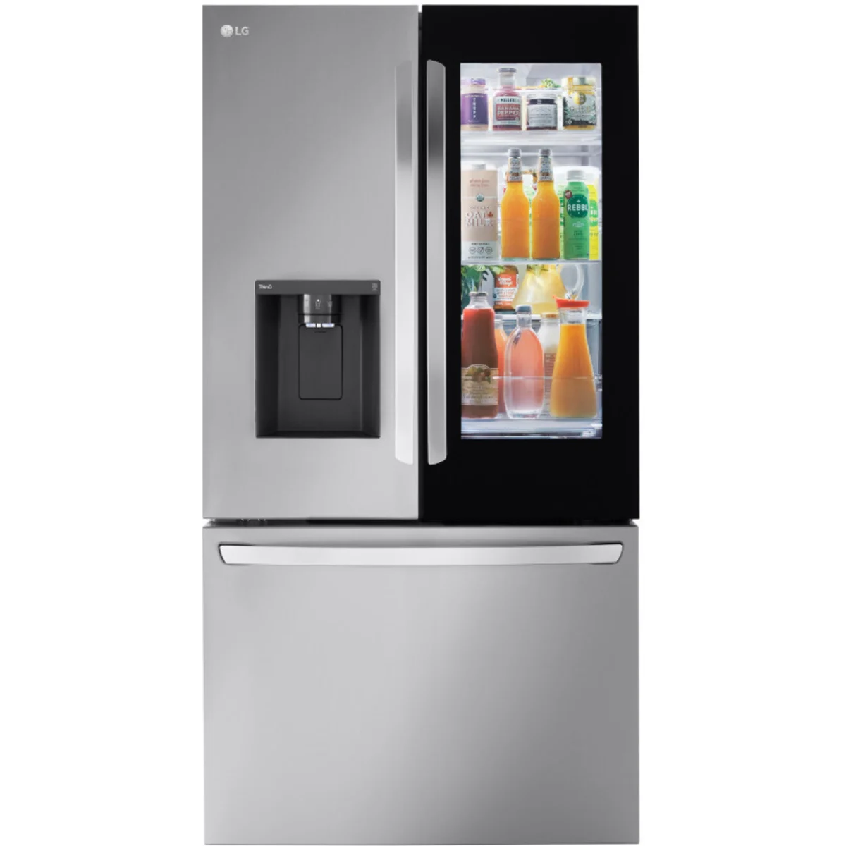 LG - LRFOC2606S - 36 Inch Counter-Depth MAX™ Smart French Door Refrigerator with Extra Large 26 cu. ft. Total Capacity, WiFi, Edge-to-Edge InstaView® Design, ThinQ®, Slim SpacePlus® Ice System, Dual Ice Makers, Door Cooling+, Sabbath Mode,