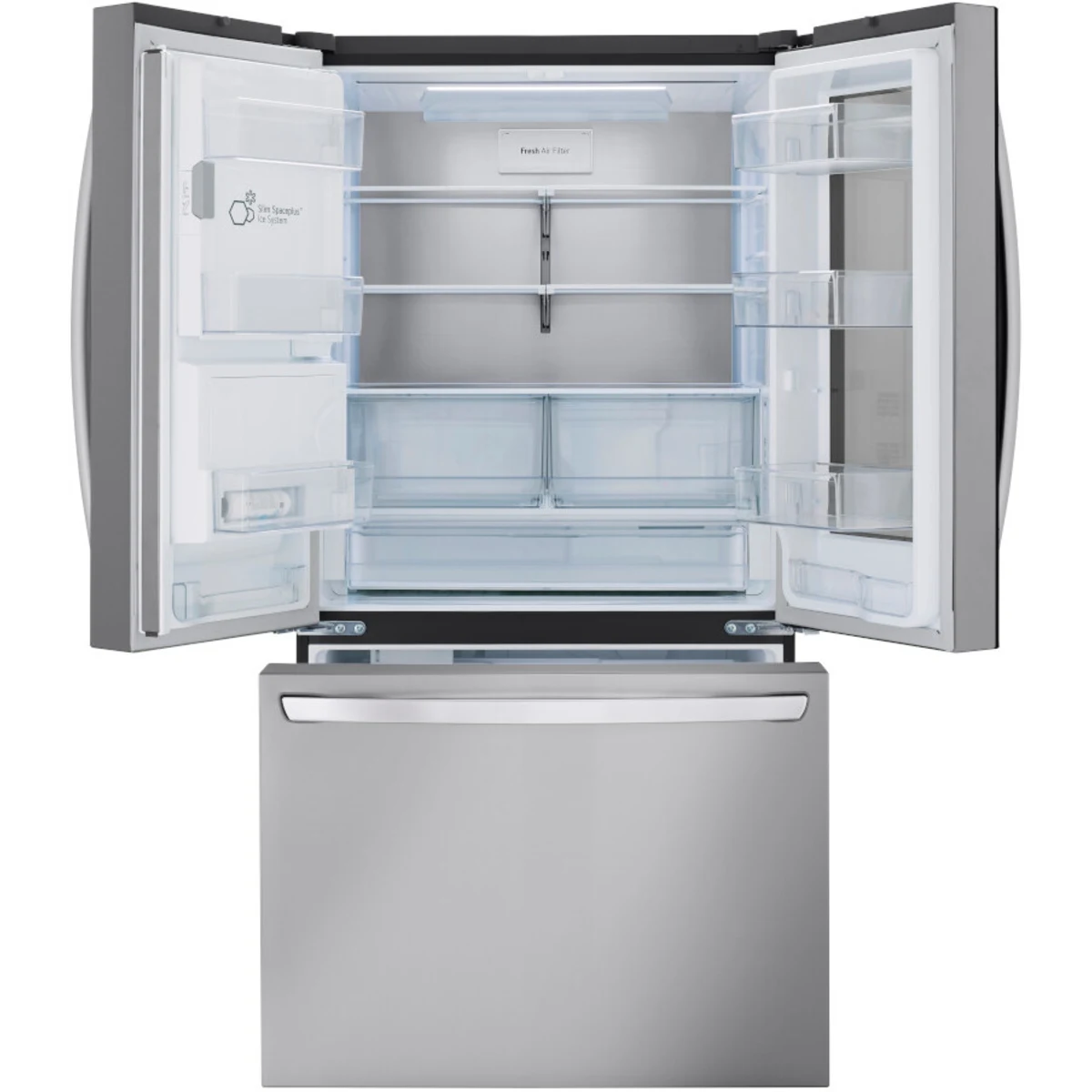 LG - LRFOC2606S - 36 Inch Counter-Depth MAX™ Smart French Door Refrigerator with Extra Large 26 cu. ft. Total Capacity, WiFi, Edge-to-Edge InstaView® Design, ThinQ®, Slim SpacePlus® Ice System, Dual Ice Makers, Door Cooling+, Sabbath Mode,