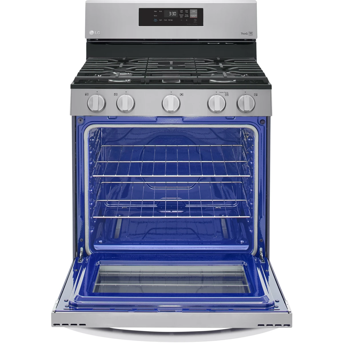 LG - LRGL5821S - 30 Inch Gas Smart Range with 5 Sealed Burners, 5.8 Cu. Ft. Oven Capacity, Storage Drawer, EasyClean®, Wi-Fi, ThinQ®, SmartDiagnosis™, Proactive Customer Care, SuperBoil™, Warming Zone, and Sabbath Mode