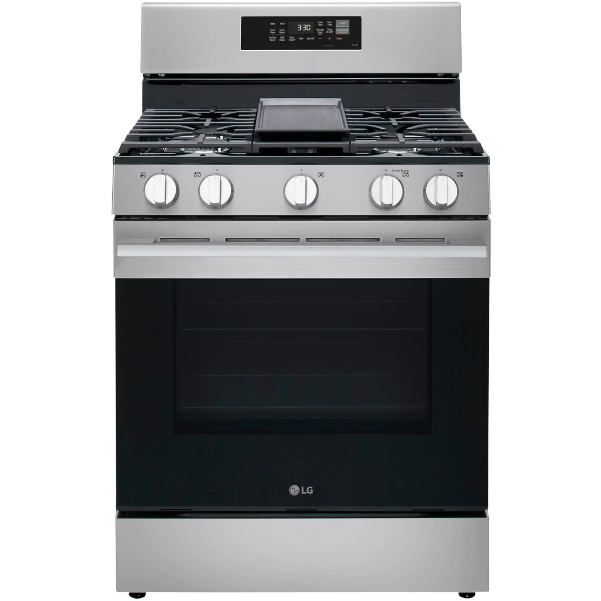 LG - LRGN6323Y - 30 Inch Freestanding Smart Gas Range with 5 Sealed Burners, 6.3 Cu. Ft. Capacity, UltraHeat™ 20K BTU Burner, ProBake Convection®, Air Fry, EasyClean® + Self Clean, Storage Drawer, and Sabbath Mode: Stainless Steel