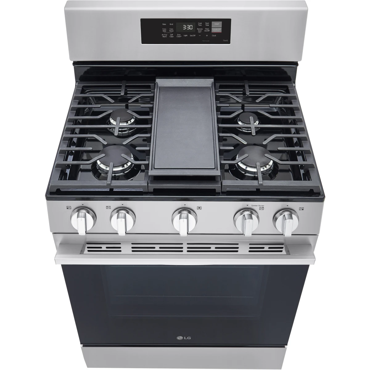 LG - LRGN6323Y - 30 Inch Freestanding Smart Gas Range with 5 Sealed Burners, 6.3 Cu. Ft. Capacity, UltraHeat™ 20K BTU Burner, ProBake Convection®, Air Fry, EasyClean® + Self Clean, Storage Drawer, and Sabbath Mode: Stainless Steel