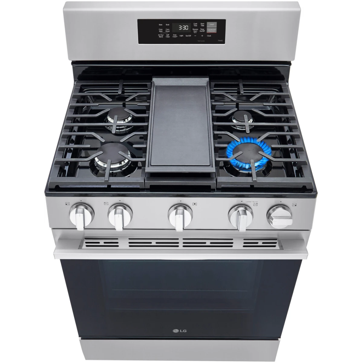 LG - LRGN6323Y - 30 Inch Freestanding Smart Gas Range with 5 Sealed Burners, 6.3 Cu. Ft. Capacity, UltraHeat™ 20K BTU Burner, ProBake Convection®, Air Fry, EasyClean® + Self Clean, Storage Drawer, and Sabbath Mode: Stainless Steel