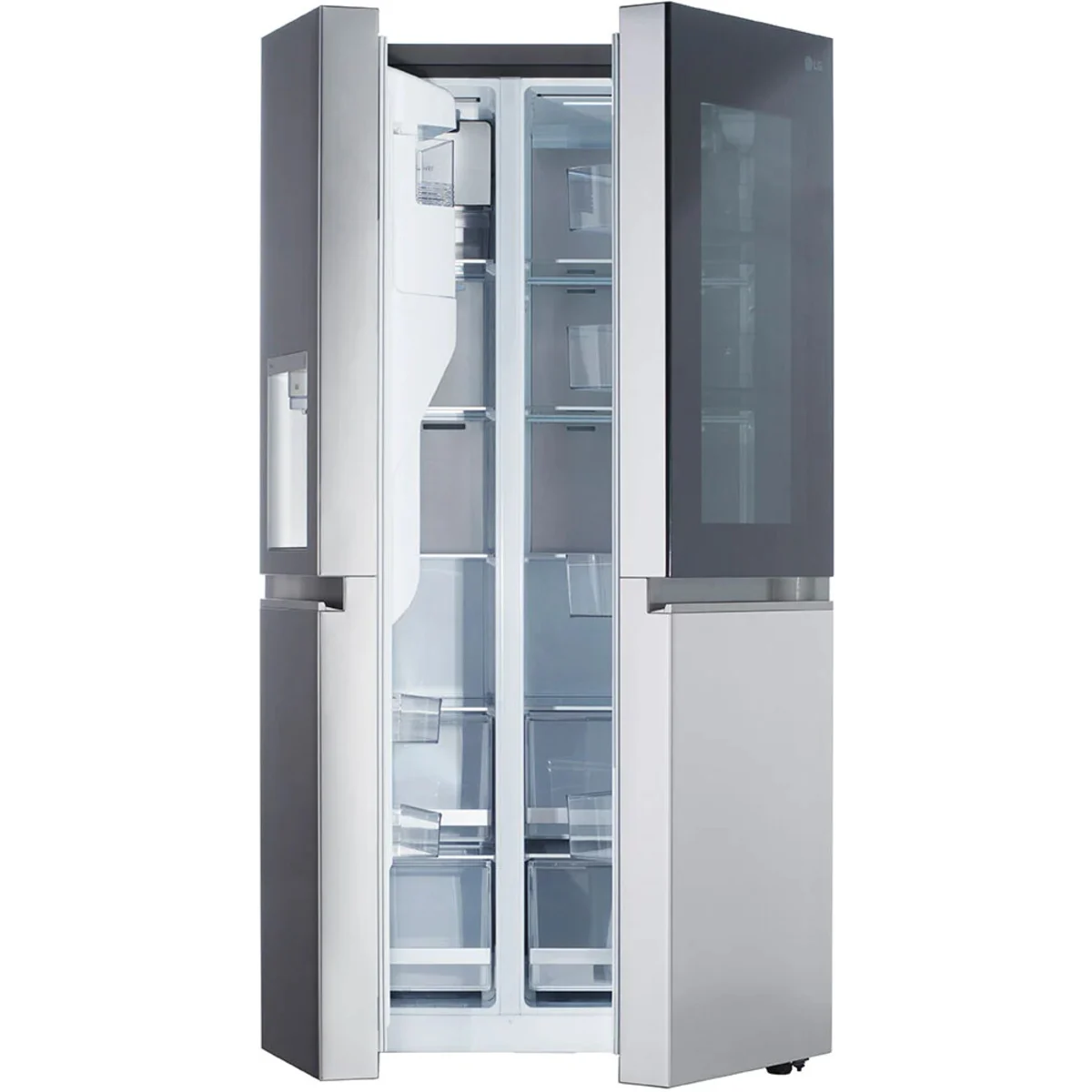 LG - LRSOS2706S - 36 Inch Freestanding Side by Side Smart Refrigerator with 27.1 Cu. Ft. Total Capacity, Edge-to-Edge InstaView®, Dual Ice Maker, UVnano™ Dispenser, Cool Guard Panel, ADA Compliant, and ENERGY STAR® Certified: PrintProof™ Stainless Steel