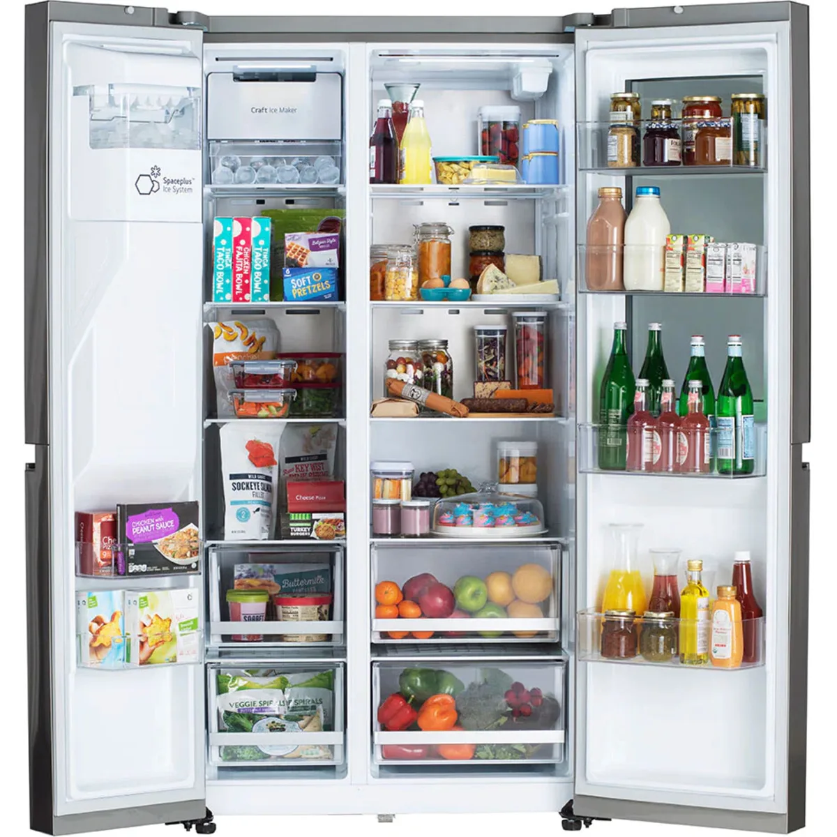 LG - LRSOS2706S - 36 Inch Freestanding Side by Side Smart Refrigerator with 27.1 Cu. Ft. Total Capacity, Edge-to-Edge InstaView®, Dual Ice Maker, UVnano™ Dispenser, Cool Guard Panel, ADA Compliant, and ENERGY STAR® Certified: PrintProof™ Stainless Steel
