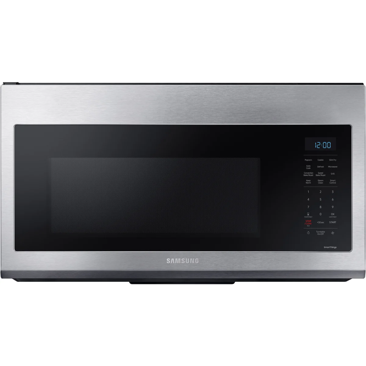 Samsung - MC17T8000CS 30 Inch Over the Range Convection Smart Microwave with 1.7 Cu. Ft. Capacity, 3-Speed 300 CFM Ventilation, Slim Fry™, Auto Cook/Defrost, Steam Clean, and WiFi: Fingerprint Resistant Stainless Steel