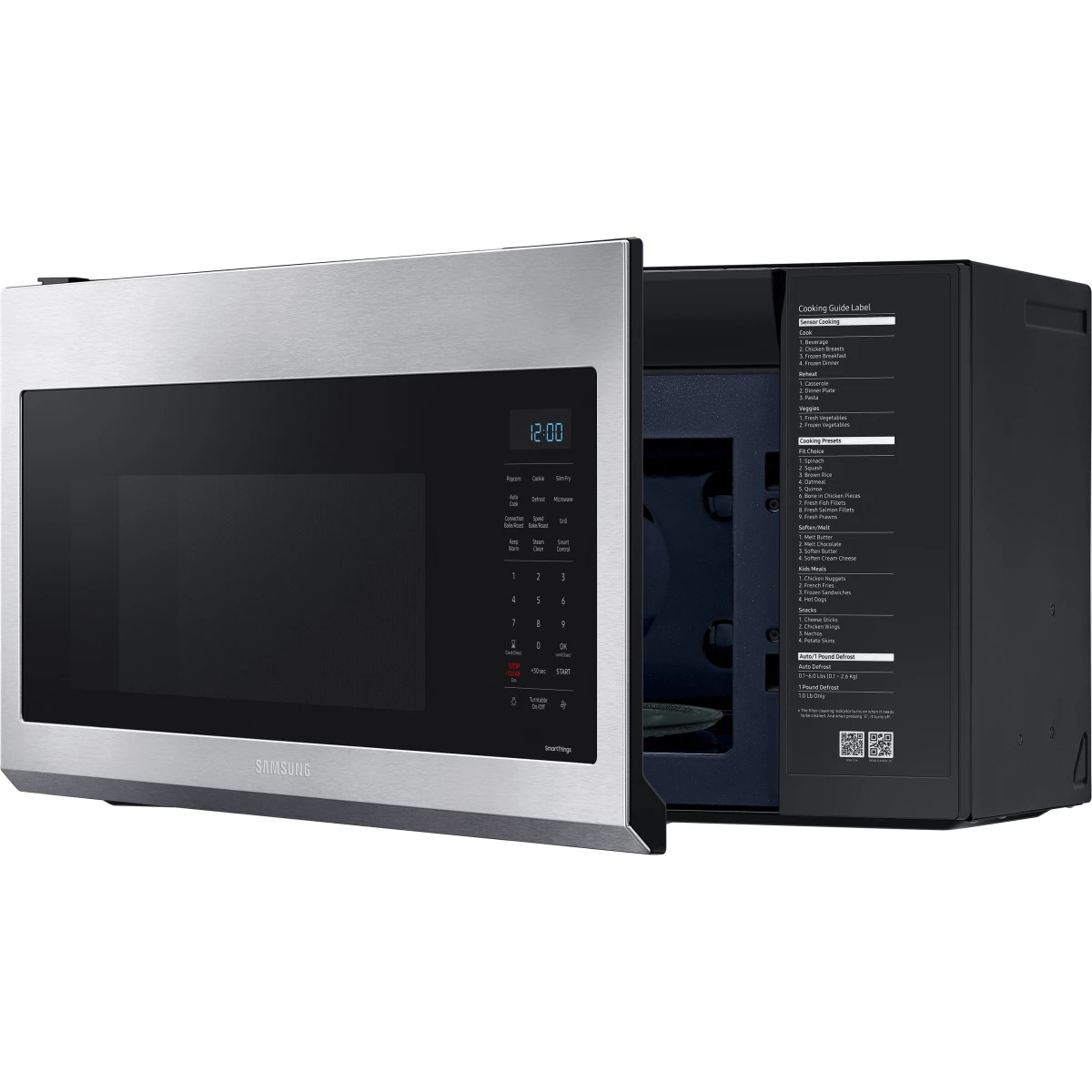 Samsung - MC17T8000CS 30 Inch Over the Range Convection Smart Microwave with 1.7 Cu. Ft. Capacity, 3-Speed 300 CFM Ventilation, Slim Fry™, Auto Cook/Defrost, Steam Clean, and WiFi: Fingerprint Resistant Stainless Steel