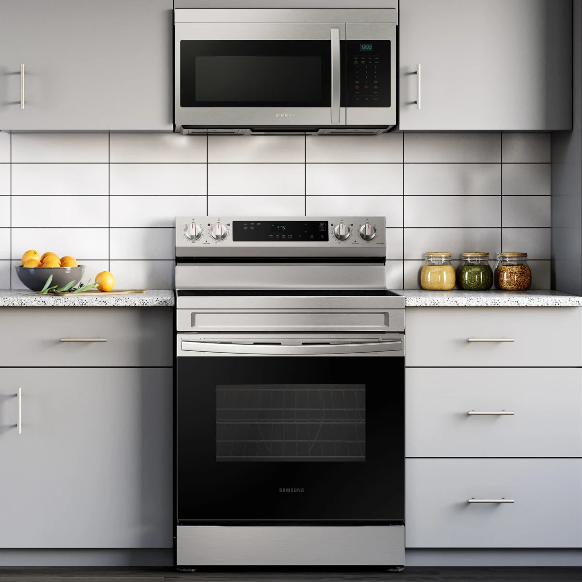 Samsung - ME16A4021AS - 1.6 cu. ft. Over-the-Range Microwave Oven with 1,000 Watts, 2-Speed 300 CFM Venting System, Auto Cook, +30 Sec Button, Eco Mode, and Glass Turntable: Stainless Steel