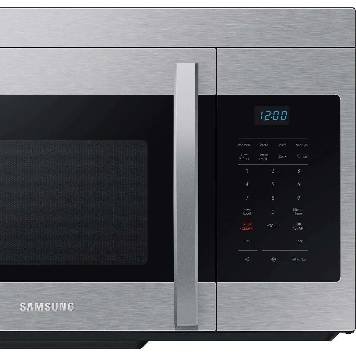 Samsung - ME16A4021AS - 1.6 cu. ft. Over-the-Range Microwave Oven with 1,000 Watts, 2-Speed 300 CFM Venting System, Auto Cook, +30 Sec Button, Eco Mode, and Glass Turntable: Stainless Steel