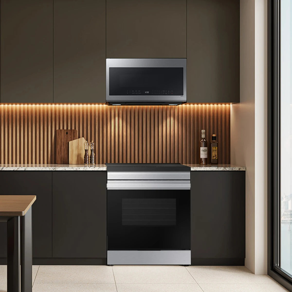Samsung - ME21DG6300SR - 30 Inch Smart Over-the-Range Microwave with 2.1 cu. ft. Capacity, 4-Speed Fan, 400 CFM Ventilation, Auto Connectivity, Sensor Cook, Ceramic Enamel Interior, and Auto-Dimming Glass Touch Controls: Stainless Steel