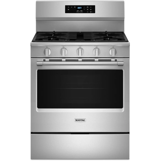 Maytag - MFGS4030RS - 30 Inch Freestanding Gas Range with 5 Sealed Burners, 5.0 cu. ft. Capacity, Power™ Burner, 10,000 BTU Oval Burner, Storage Drawer, Precision Cooking™, Steam Clean, and Sabbath Mode: Stainless Steel