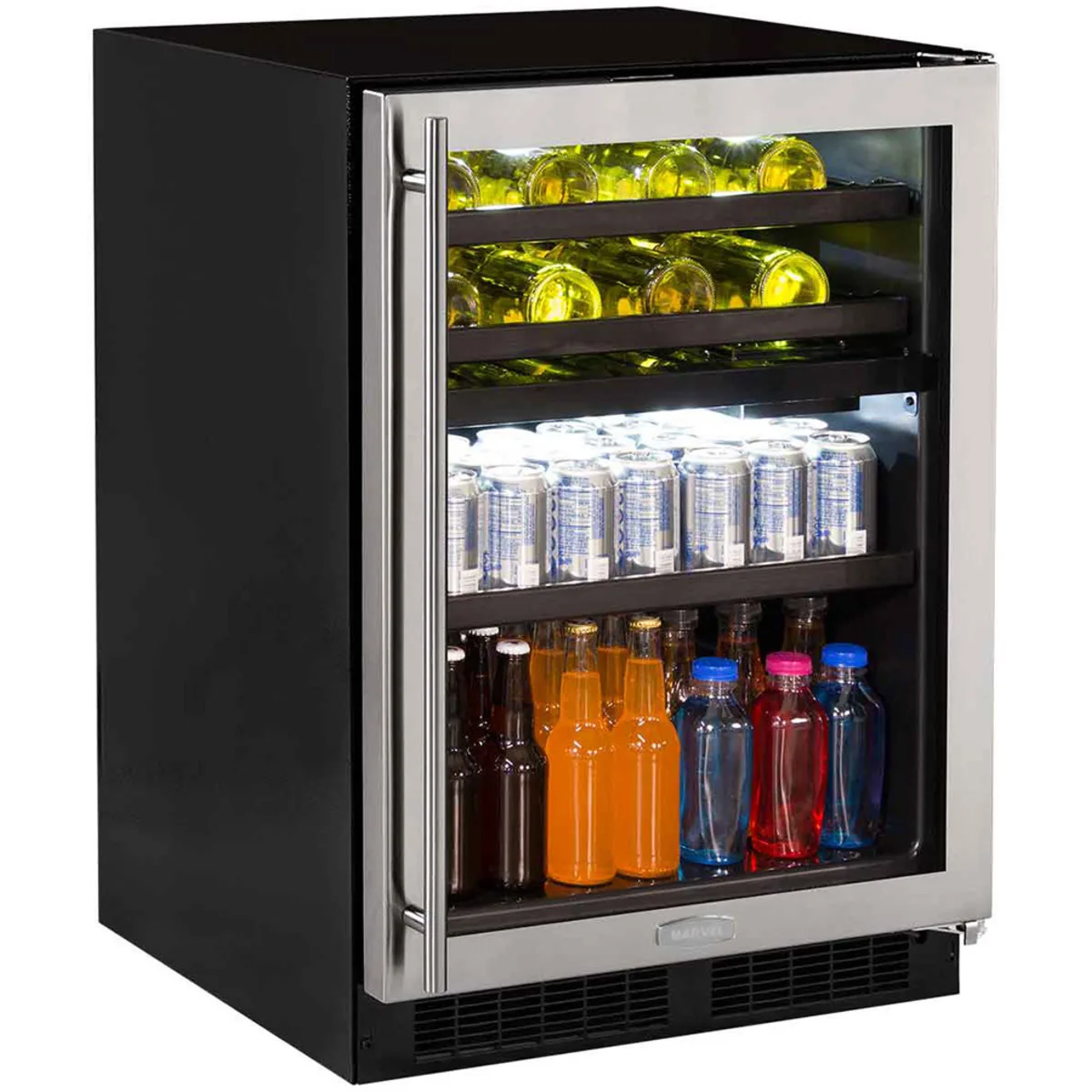 Marvel - ML24WBP2RP - 24 Inch Dual Zone Wine and Beverage Center with 5.1 cu. ft. Capacity, Full-Width Cantilevered Shelf with 505/50 Split Convertible Shelving, Vibration Neutralization System and UV-Resistant Glass Door: Panel-Ready