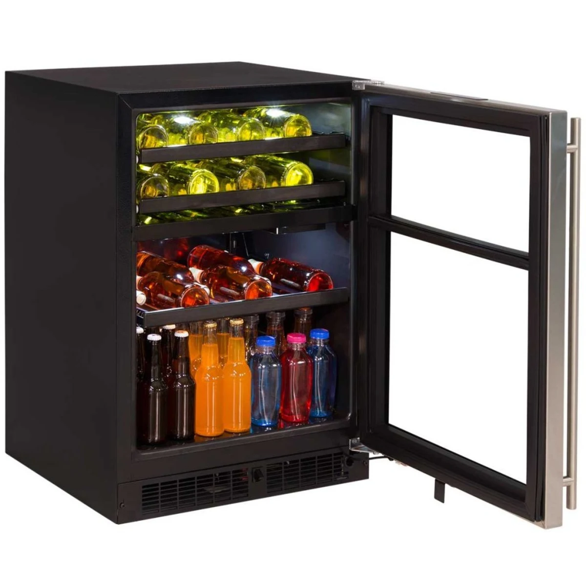 Marvel - ML24WBP2RP - 24 Inch Dual Zone Wine and Beverage Center with 5.1 cu. ft. Capacity, Full-Width Cantilevered Shelf with 505/50 Split Convertible Shelving, Vibration Neutralization System and UV-Resistant Glass Door: Panel-Ready