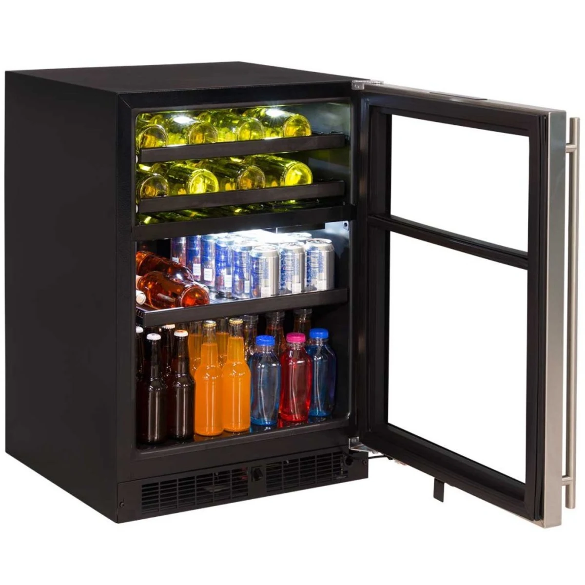 Marvel - ML24WBP2RP - 24 Inch Dual Zone Wine and Beverage Center with 5.1 cu. ft. Capacity, Full-Width Cantilevered Shelf with 505/50 Split Convertible Shelving, Vibration Neutralization System and UV-Resistant Glass Door: Panel-Ready