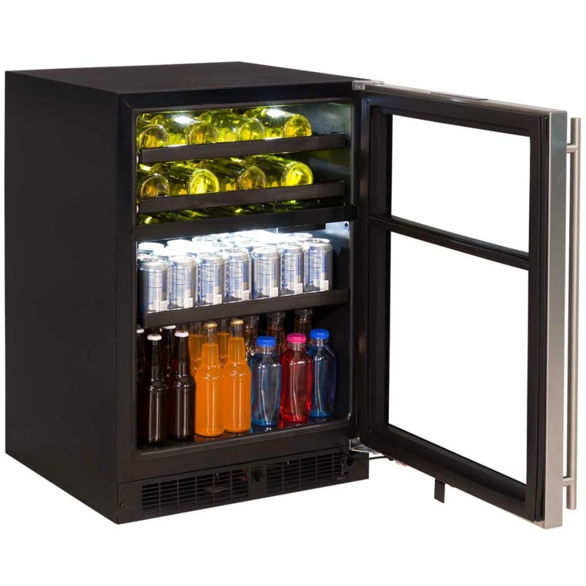 Marvel - ML24WBP2RP - 24 Inch Dual Zone Wine and Beverage Center with 5.1 cu. ft. Capacity, Full-Width Cantilevered Shelf with 505/50 Split Convertible Shelving, Vibration Neutralization System and UV-Resistant Glass Door: Panel-Ready