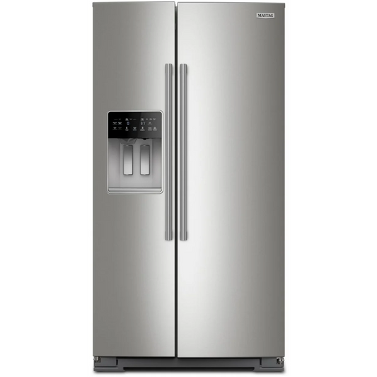 Maytag - MRSF6636RZ - 36 Inch Freestanding Side-by-Side Refrigerator with 28.3 Cu. Ft. Capacity, 4 Shelves, Gallon Bins, FreshLock™ Crisper, EvenAir™ Cooling, Icemaker, External Ice/Water Dispenser, and ADA Compliant
