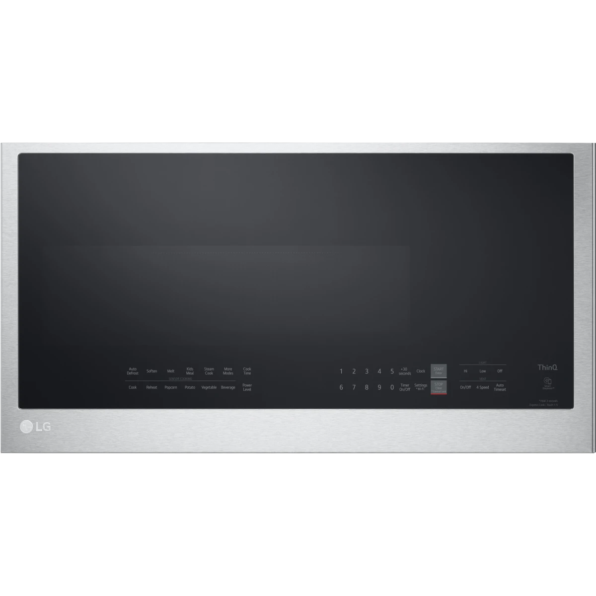 LG - MVEL2033F - 30 Inch Over-the-Range Smart Microwave Oven with 2.0 cu. ft. Capacity, 400 CFM Exhaust, Sensor Cook, Add 30 Seconds, Quick Defrost, 6-Auto Cook Options, Wi-Fi, Scan-to-Cook, EasyClean®, SmoothTouch™ Controls, and WideView™