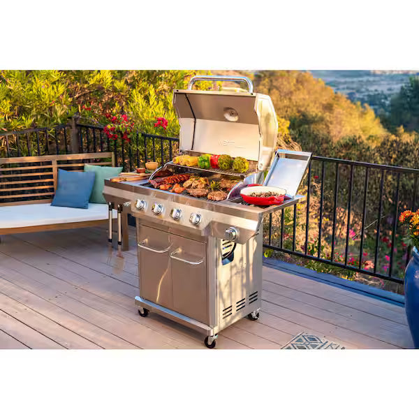 4-Burner Propane Gas Grill with Side Burner