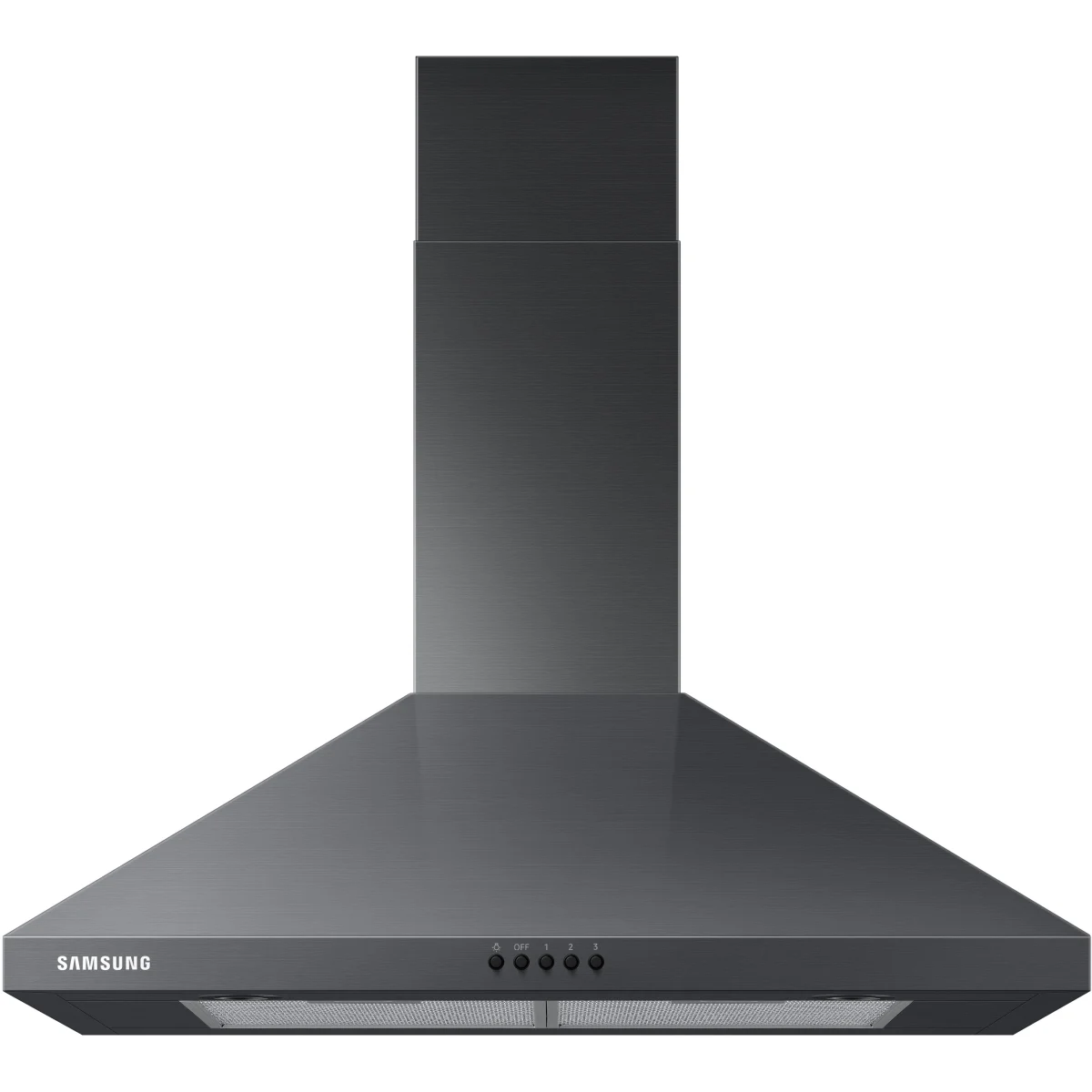 Samsung - NK30R5000WG - 30 Inch Wall Mount Chimney Style Range Hood with LED Lights, 3-Speed Ventilation, Mechanical Controls, 70 dBA Noise Level, 390 CFM and ADA Compliant: Fingerprint Resistant Black Stainless Steel