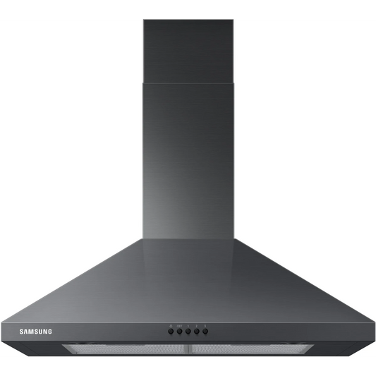 Samsung - NK30R5000WG - 30 Inch Wall Mount Chimney Style Range Hood with LED Lights, 3-Speed Ventilation, Mechanical Controls, 70 dBA Noise Level, 390 CFM and ADA Compliant: Fingerprint Resistant Black Stainless Steel