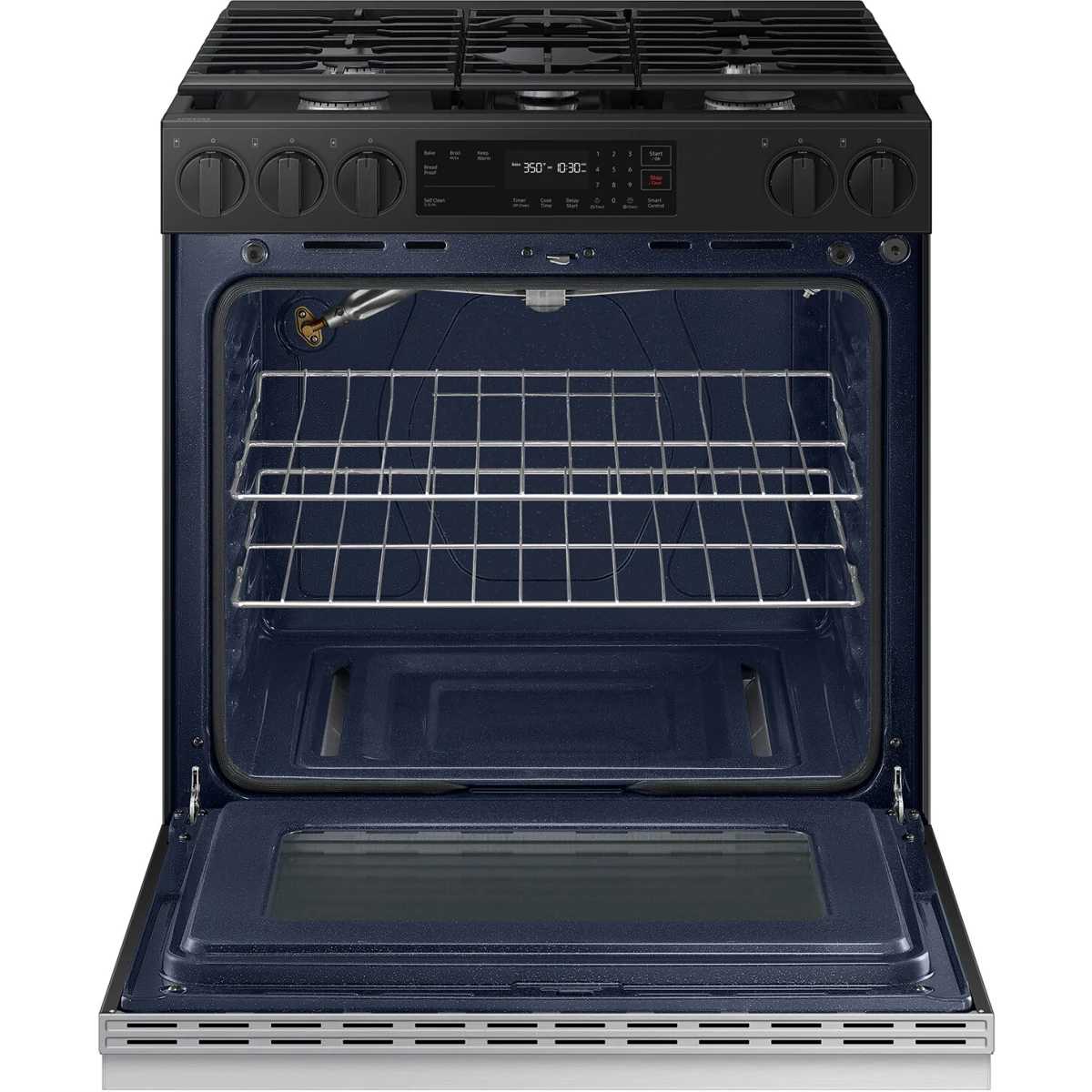 Samsung BESPOKE - NSG6DG8100SR - 30 Inch Smart Slide-In Gas Range with 5 Sealed Burners, 6.0 cu. ft. Capacity, Precision Knobs, Glass Touch Controls, 17K BTU Power Burner, Storage Drawer, Self-Clean, Sabbath Mode, and ADA Compliant: Stainless Steel