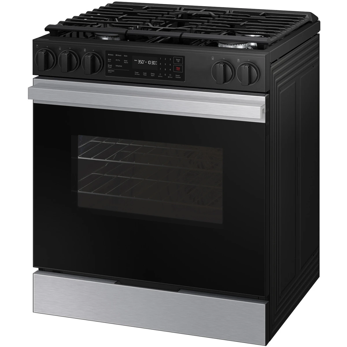 Samsung BESPOKE - NSG6DG8100SR - 30 Inch Smart Slide-In Gas Range with 5 Sealed Burners, 6.0 cu. ft. Capacity, Precision Knobs, Glass Touch Controls, 17K BTU Power Burner, Storage Drawer, Self-Clean, Sabbath Mode, and ADA Compliant: Stainless Steel