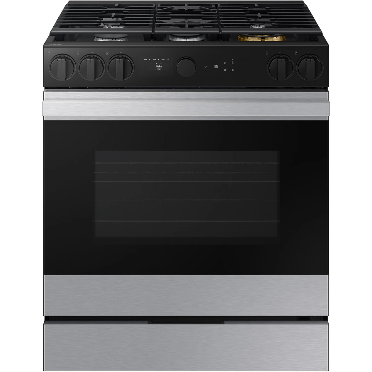 Samsung BESPOKE - NSG6DG8700SR - 30 Inch Slide-In Gas Smart Range with 5 Sealed Burners, 6.0 cu. ft. Convection+ Oven, 23K BTU Power Burner, Storage Drawer, Air Fry, Self Clean, and ADA Compliant: Stainless Steel