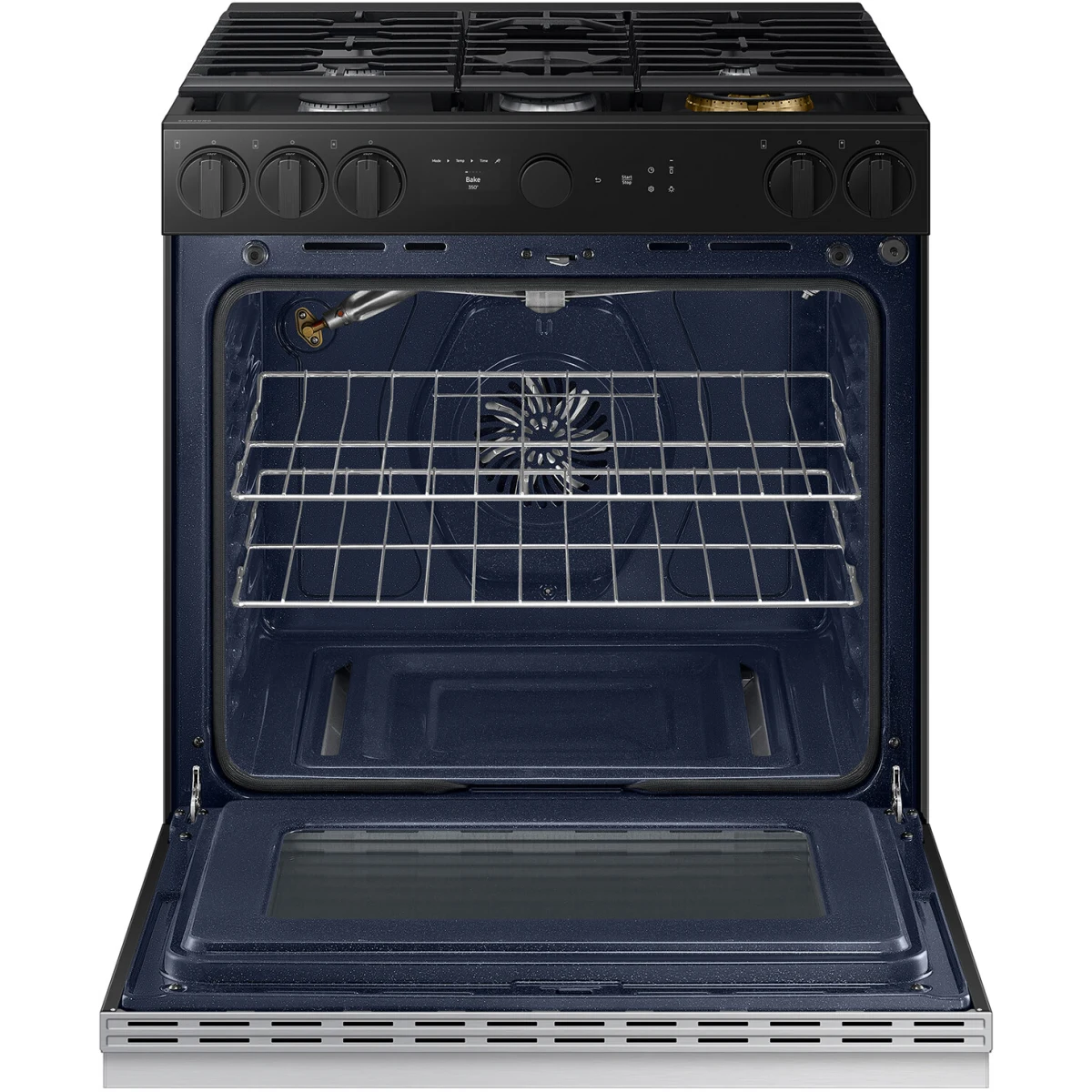 Samsung BESPOKE - NSG6DG8700SR - 30 Inch Slide-In Gas Smart Range with 5 Sealed Burners, 6.0 cu. ft. Convection+ Oven, 23K BTU Power Burner, Storage Drawer, Air Fry, Self Clean, and ADA Compliant: Stainless Steel