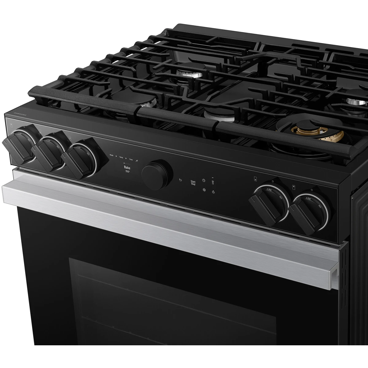 Samsung BESPOKE - NSG6DG8700SR - 30 Inch Slide-In Gas Smart Range with 5 Sealed Burners, 6.0 cu. ft. Convection+ Oven, 23K BTU Power Burner, Storage Drawer, Air Fry, Self Clean, and ADA Compliant: Stainless Steel