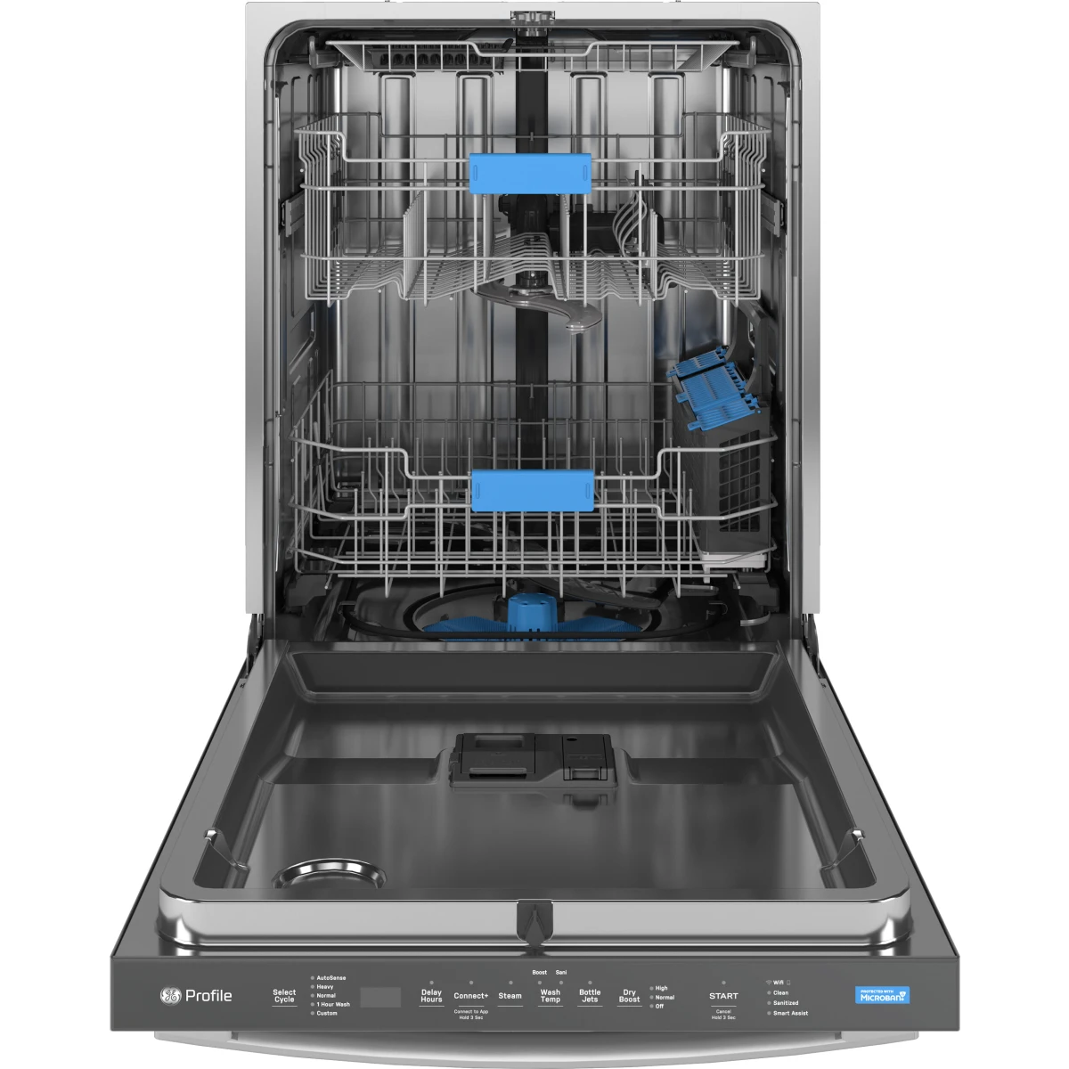 GE Profile - PDT715SYVFS - 24 Inch Fully Integrated Smart Dishwasher with 16 Place Settings, 44 dBA, 6 Wash Cycles, 3rd Rack, Dry Boost, Steam+Sani, and Microban Antimicrobial Technology