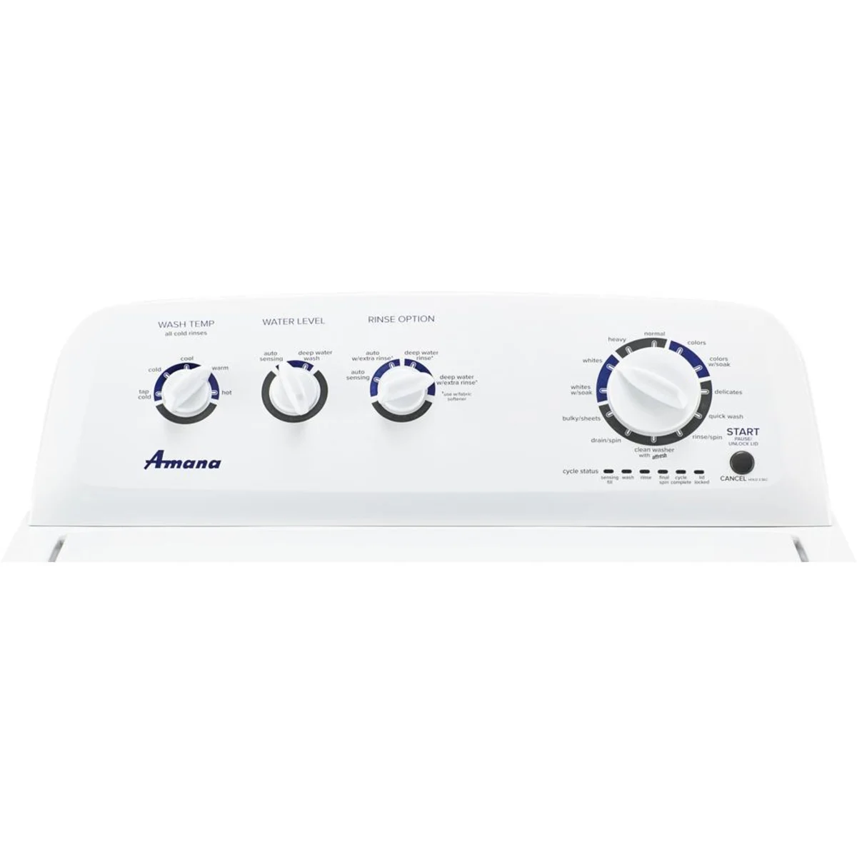 Amana - NTW4519JW - 28 Inch Top Load Washer with 3.8 cu. ft. Capacity, 12 Wash Cycles, High-Efficiency Agitator, Deep Water Wash Option, Automatic Fabric Softener Dispenser, Late Lock Lid, Extra Rinse Option, and Cold Wash Cycle