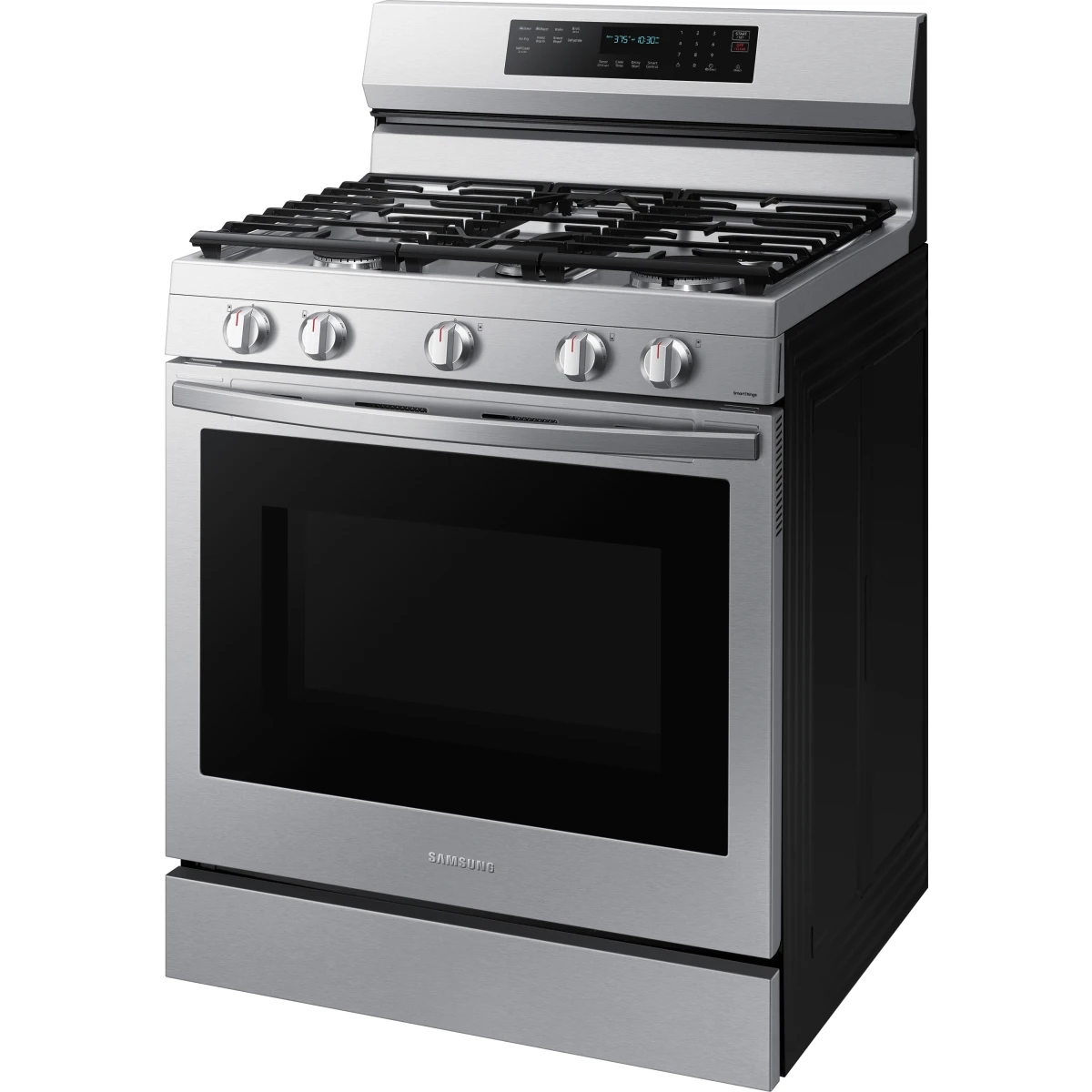 Samsung - NX60A6711SS - 30 Inch Freestanding Gas Smart Range with 5 Sealed Burners, 6.0 Cu. Ft. Capacity, Storage Drawer, Edge-to-Edge Grates, Convection+, Air Fry, Self Clean, Wi-Fi & Voice Connectivity, Non-stick Griddle, Dual Ring Burner