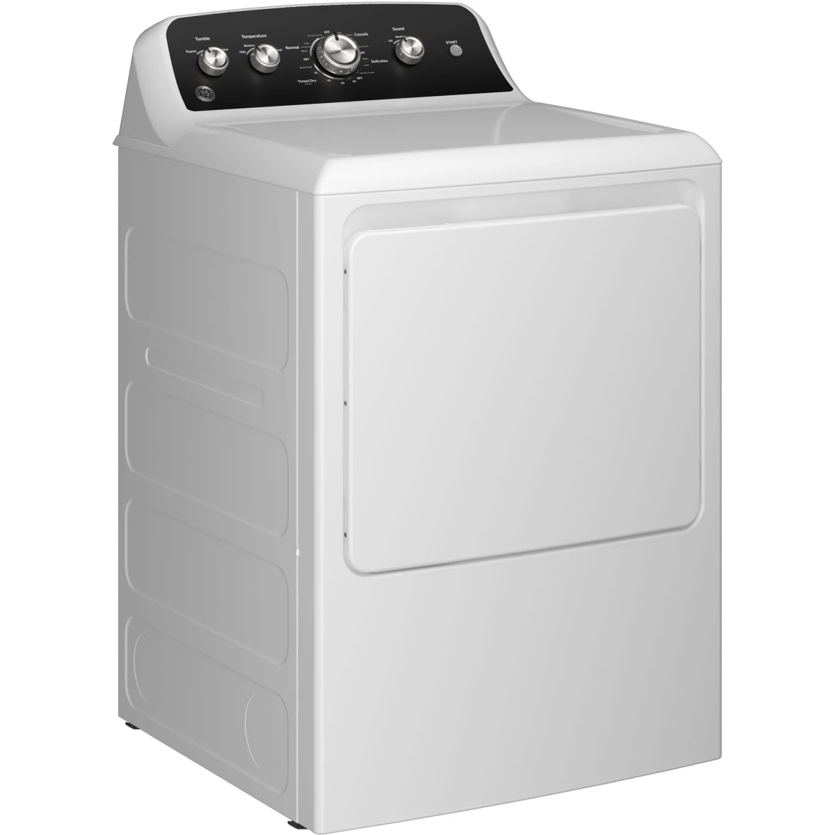 GE - GTD48EASWWB - 27 Inch Top Load Electric Dryer with 7.2 cu ft Capacity, Auto Dry, Powerful Venting, Large Diffuser, Aluminized Drum, Reversible Dryer Door, Shallow Depth Design and Up Front Lint Filter