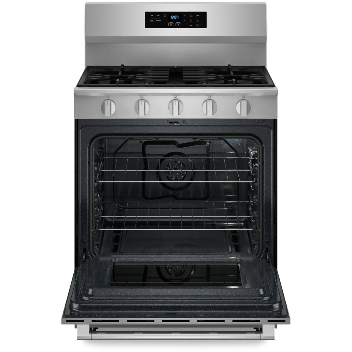 Maytag - MFGS6030RZ - 30 Inch Freestanding Gas Range with 5 Sealed Burners, 5.0 cu. ft. Air Powered Convection Oven, Power™ Burner, Storage Drawer, Air Baking, No Preheat Air Fry, and Self Clean: Fingerprint Resistant Stainless Steel