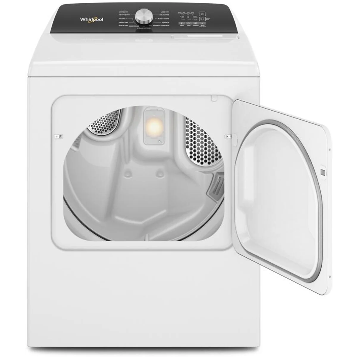 Whirlpool - WGD5050LW - 29 Inch Gas Dryer with 7.0 cu. ft. Capacity, Interior Drum Light, 12 Dryer Programs, Moisture Sensing, Steam Refresh Cycle, Timed Dry, Wrinkle Shield™ Option, Air Dry, Quick Dry, Static Reduce Option, and End of Cycle Signal