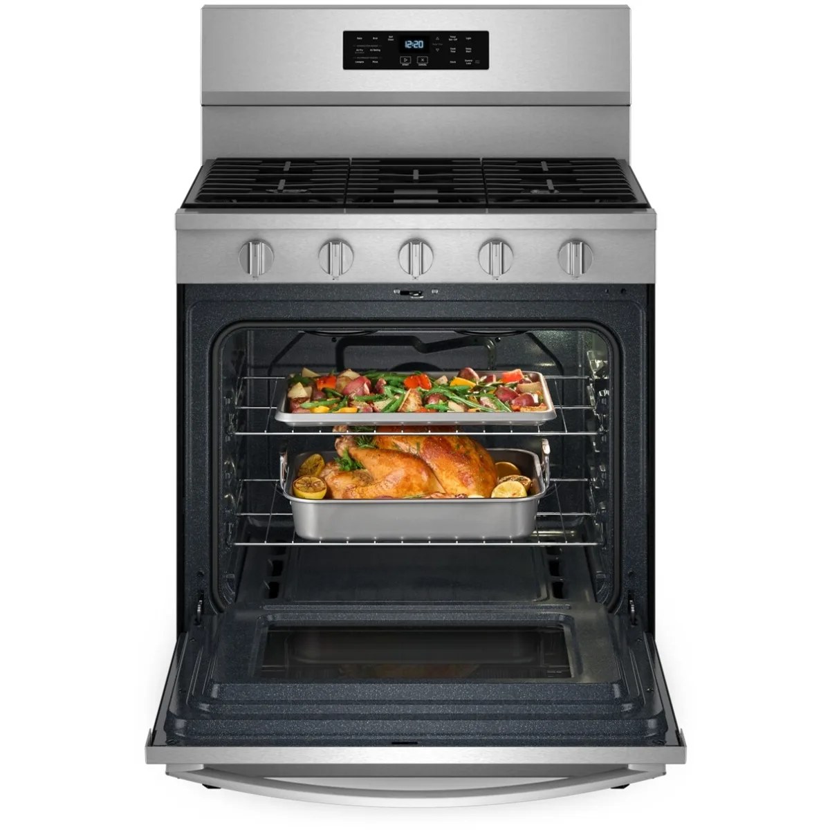 Whirlpool - WFGS5030RZ - 30 Inch Freestanding Gas Range with 5 Sealed Burners, 5.0 cu. ft. Convection Oven, SpeedHeat™ Burner, Griddle Zone, Storage Drawer, Air Cooking, No Preheat Air Fry, and Self Clean: Fingerprint Resistant Stainless Steel