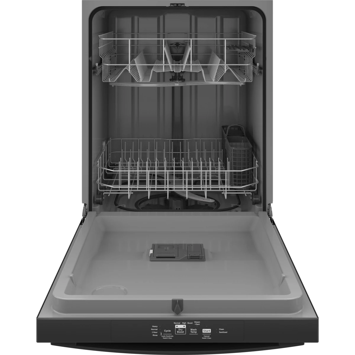 GE - GDT535PGRBB - 24 Inch Fully Integrated Dishwasher with Up to 14 Place Settings, 4 Wash Cycles, Steam + Sani, Dry Boost™, Active Flood Protect, Sabbath Mode, NSF Certified, and ENERGY STAR® Qualified: Black