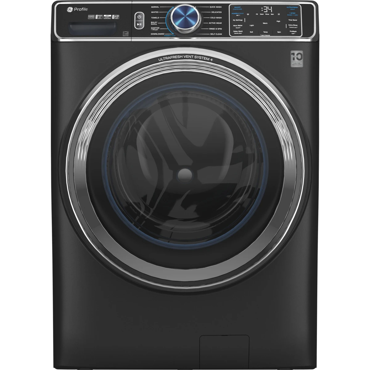 GE Profile - PFW950SPTDS - 28 Inch Front Load Smart Washer with 5.3 Cu. Ft. Capacity, 12 Cycles, 11 Options, Sanitize + Allergen, UltraFresh™ Vent System+, OdorBlock™, Microban®, Adaptive SmartDispense™