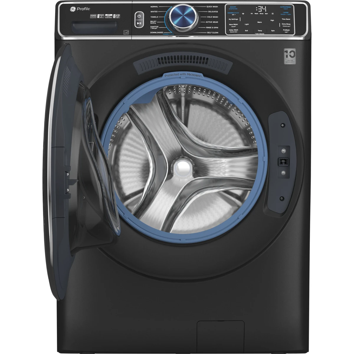 GE Profile - PFW950SPTDS - 28 Inch Front Load Smart Washer with 5.3 Cu. Ft. Capacity, 12 Cycles, 11 Options, Sanitize + Allergen, UltraFresh™ Vent System+, OdorBlock™, Microban®, Adaptive SmartDispense™