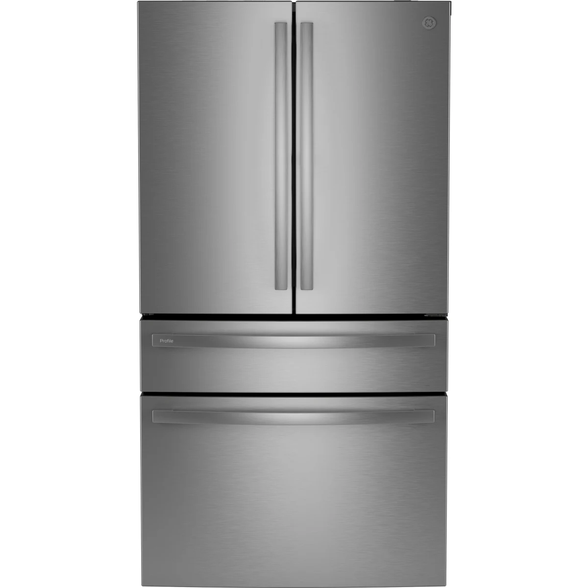 GE Profile - PJD23BYWFS - 36 Inch Counter-Depth 4-Door French-Door Smart Refrigerator with 23.3 cu. ft. Capacity, 4 Split Shelves, Convertible Drawer, Door-in-Door Storage, AutoFill Pitcher, Ice Maker, and ENERGY STAR®