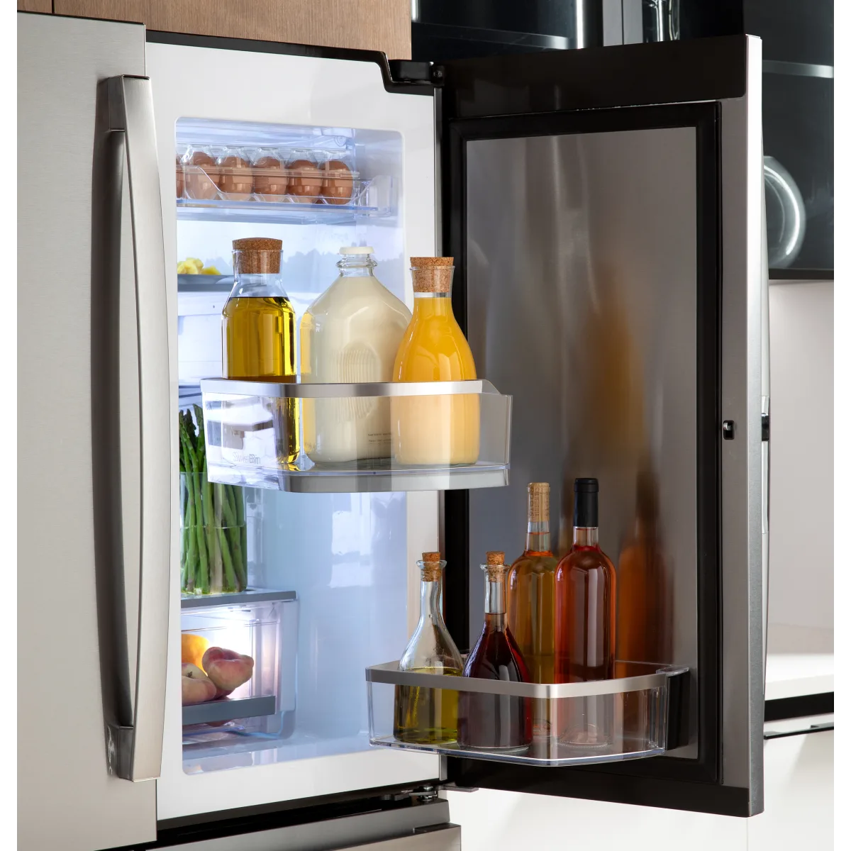 GE Profile - PJD23BYWFS - 36 Inch Counter-Depth 4-Door French-Door Smart Refrigerator with 23.3 cu. ft. Capacity, 4 Split Shelves, Convertible Drawer, Door-in-Door Storage, AutoFill Pitcher, Ice Maker, and ENERGY STAR®