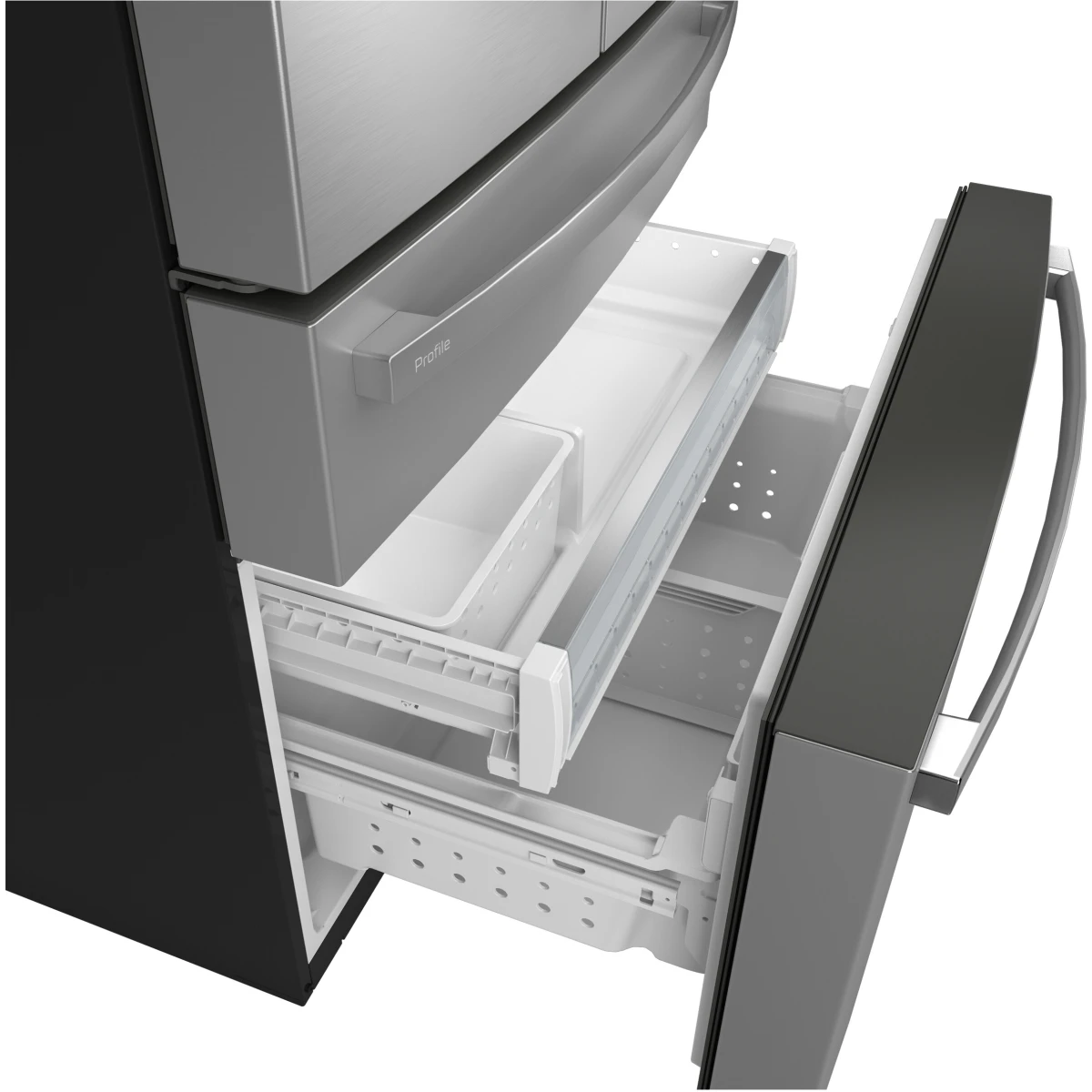 GE Profile - PJD23BYWFS - 36 Inch Counter-Depth 4-Door French-Door Smart Refrigerator with 23.3 cu. ft. Capacity, 4 Split Shelves, Convertible Drawer, Door-in-Door Storage, AutoFill Pitcher, Ice Maker, and ENERGY STAR®