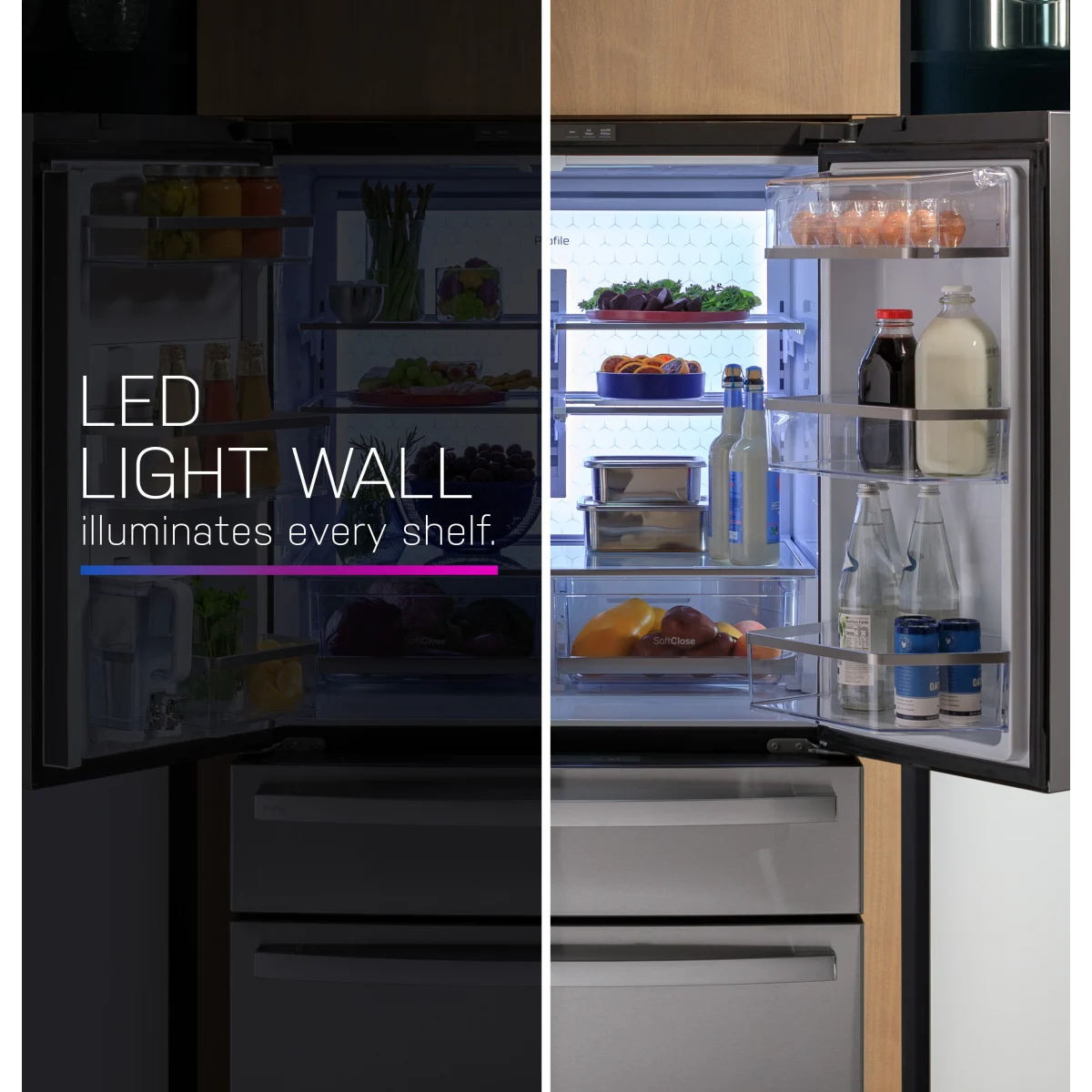 GE Profile - PJD23BYWFS - 36 Inch Counter-Depth 4-Door French-Door Smart Refrigerator with 23.3 cu. ft. Capacity, 4 Split Shelves, Convertible Drawer, Door-in-Door Storage, AutoFill Pitcher, Ice Maker, and ENERGY STAR®